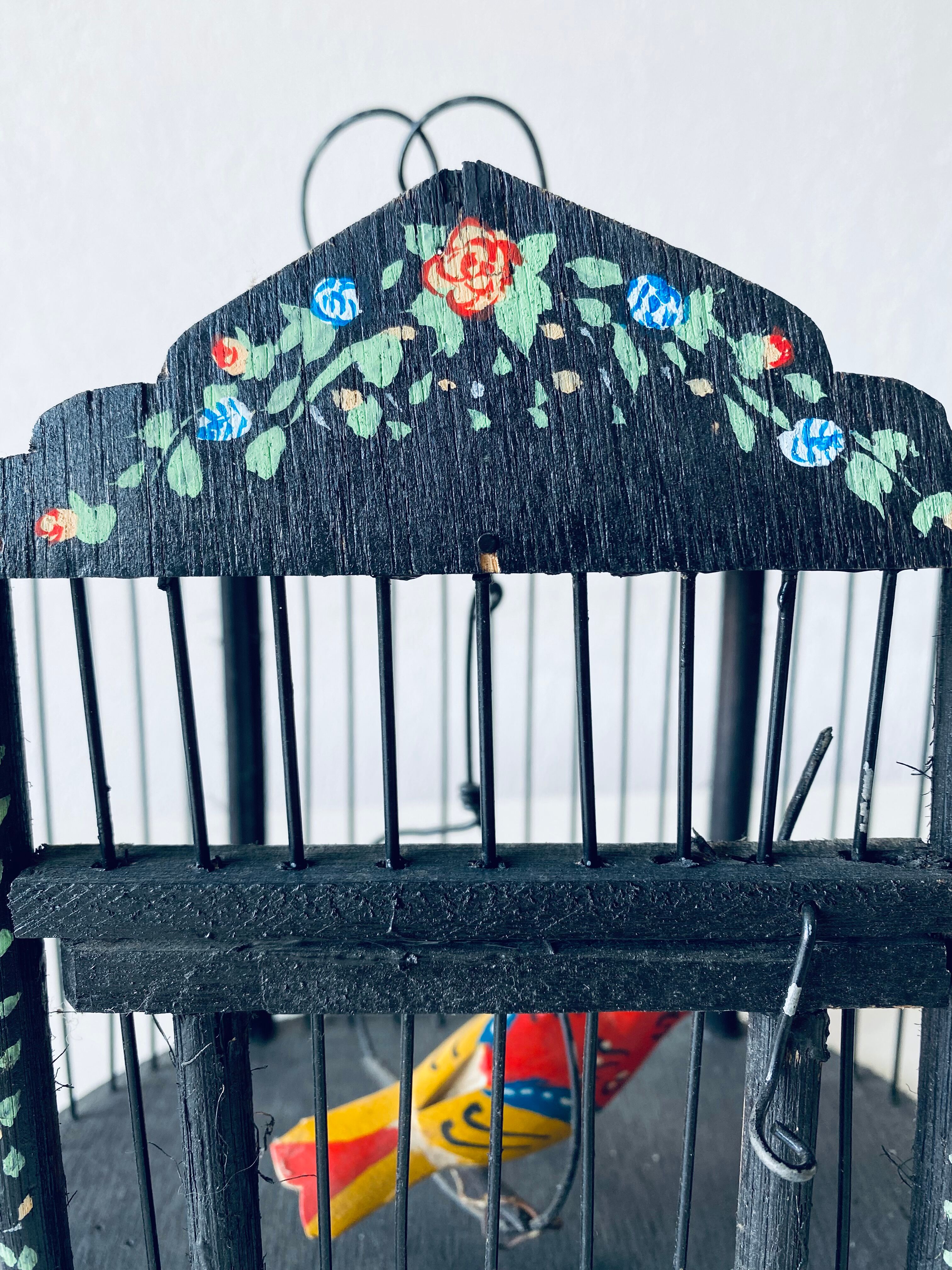 Vintage wooden birdcage