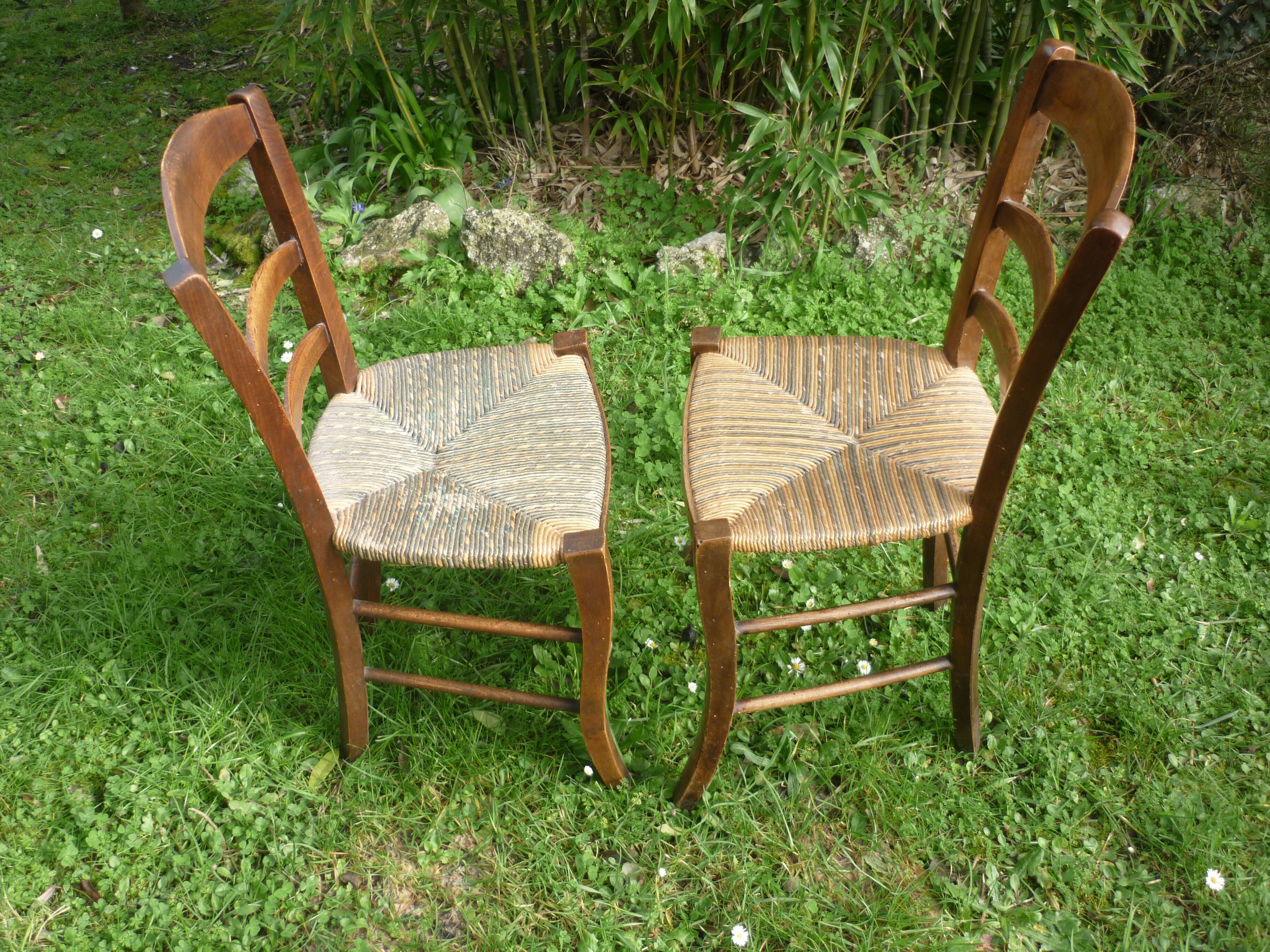 2 old Provençal-style straw chairs
