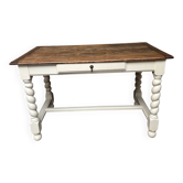 Wooden farmhouse table or desk with column legs