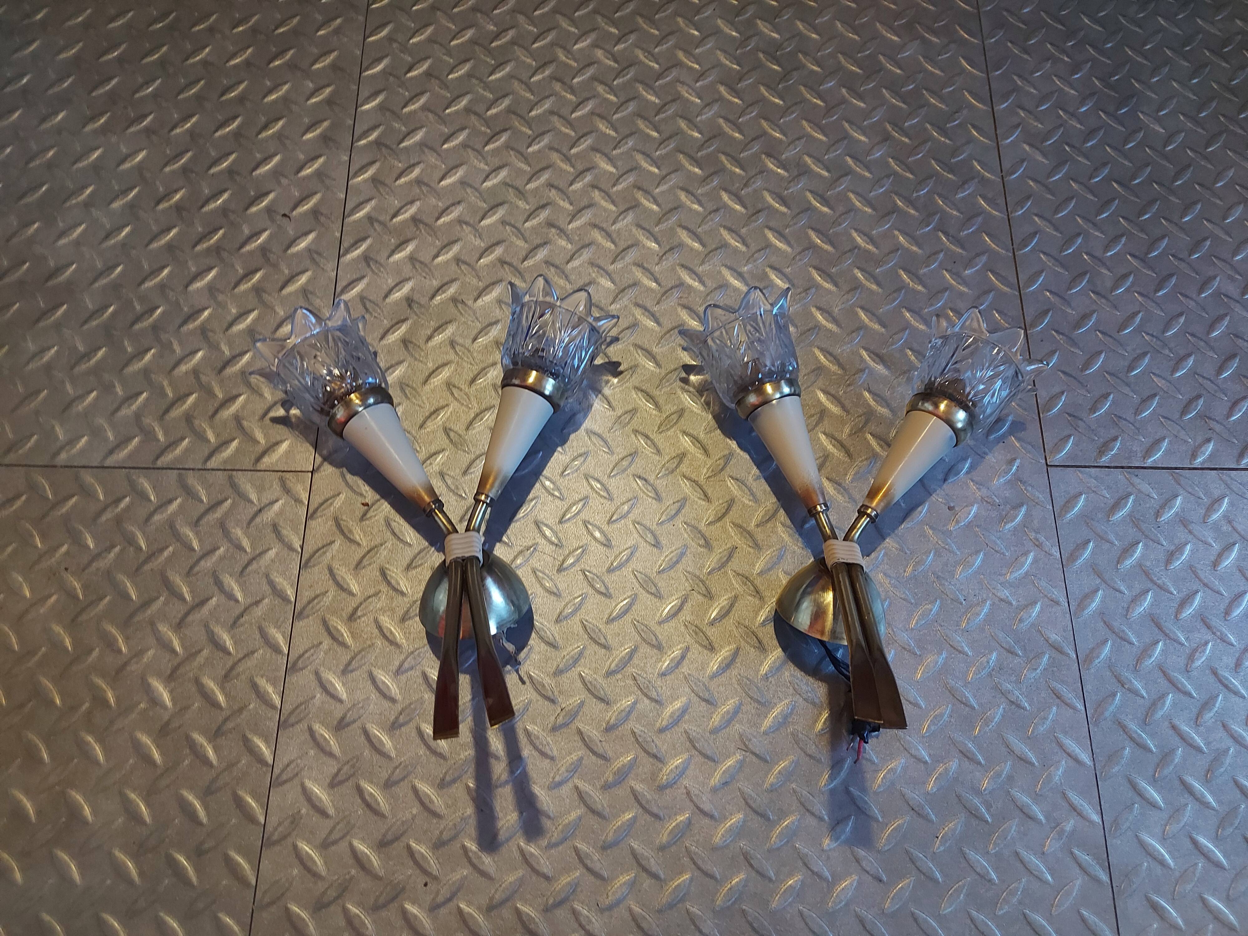 Pair of Lunel brass wall lamps