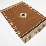 4x5 Vintage Oriental Brown Kilim Rug, 118x163Cm