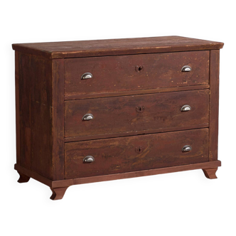 Ancienne commode rouge marron (vers 1920)