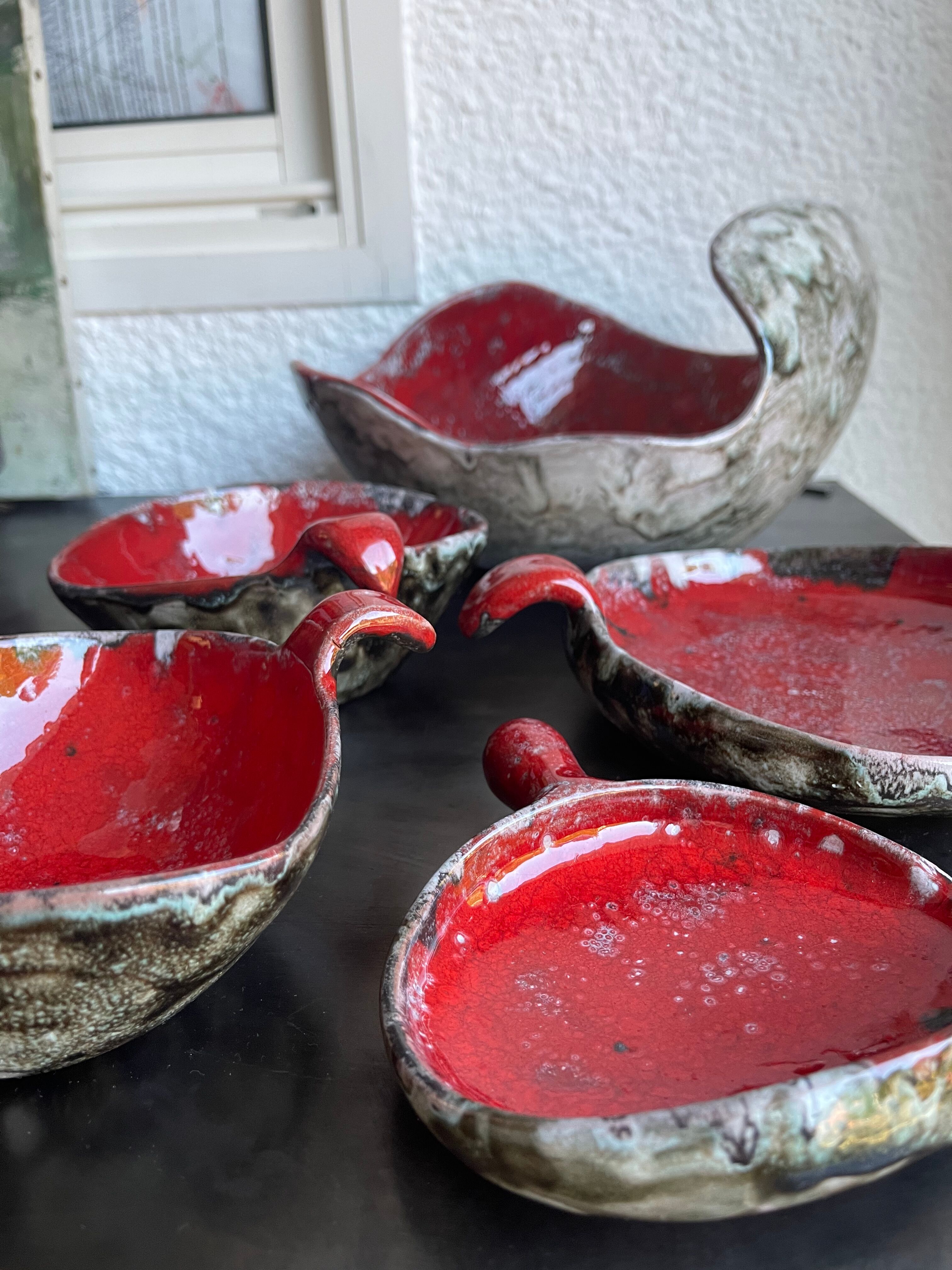 Ceramic set Arlette Roux Vallauris 1950s