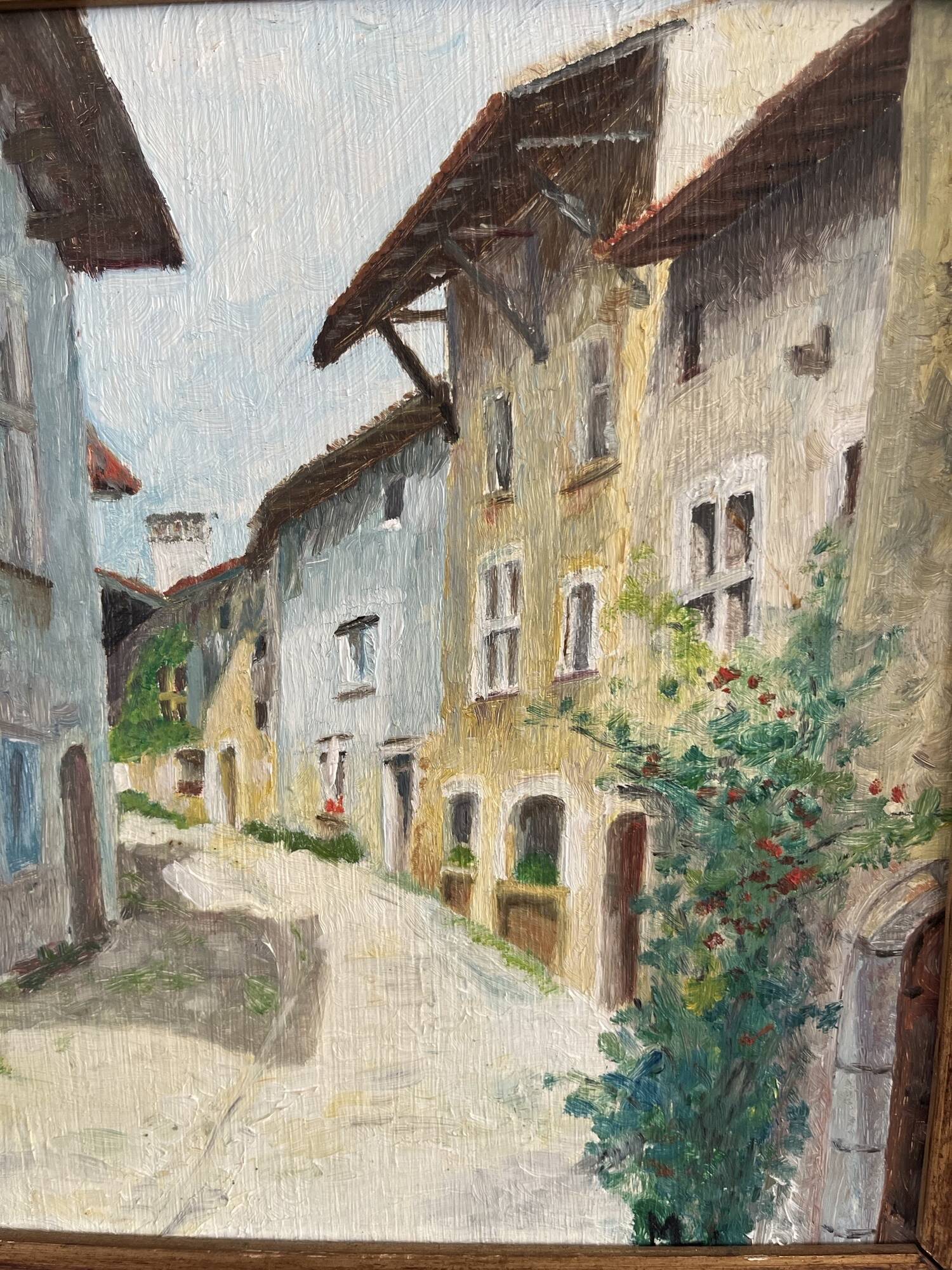 Huile sur bois village provençal