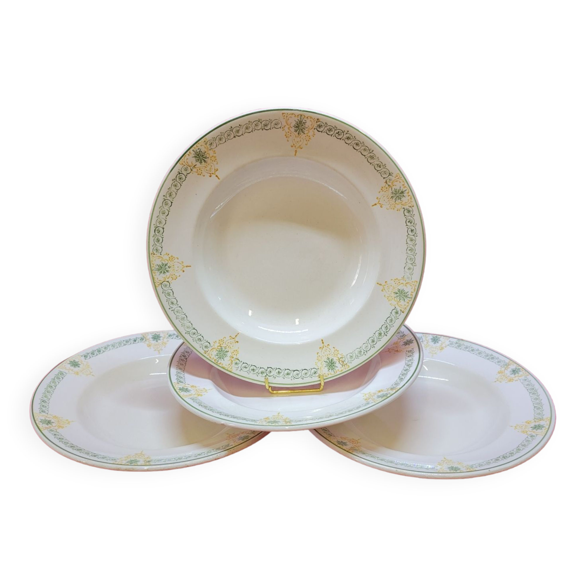 Longwy Longpré 4 old earthenware plates