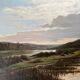 Large painting dated 1872 "Landscape with village by the river" signed