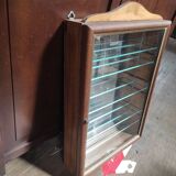 Glass cabinet showcase mirror wood collection figurine