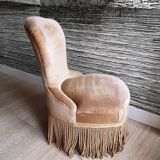 Small armchair toad in taupe velvet