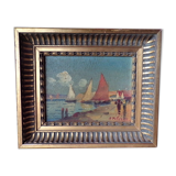 Oil on panel view marine