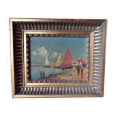 Huile sur panneau vue marine