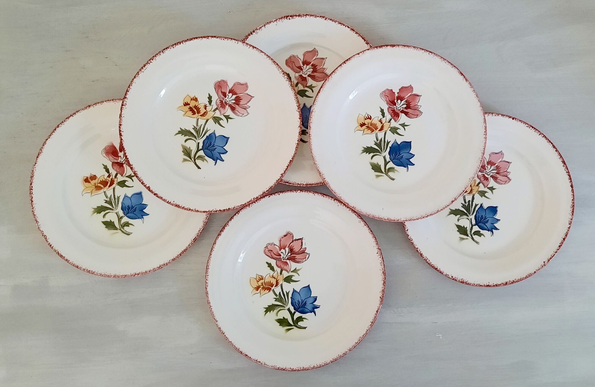 Flat faience plates from Saint-Amand Ceranord vintage maïté model