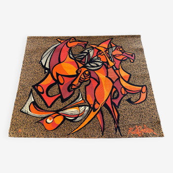 Galop Sauvage tapestry by Roch Popelier circa 1970