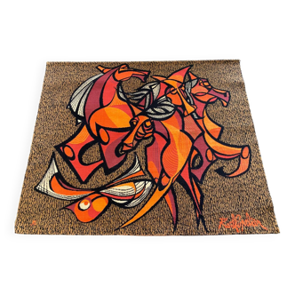 Galop Sauvage tapestry by Roch Popelier circa 1970