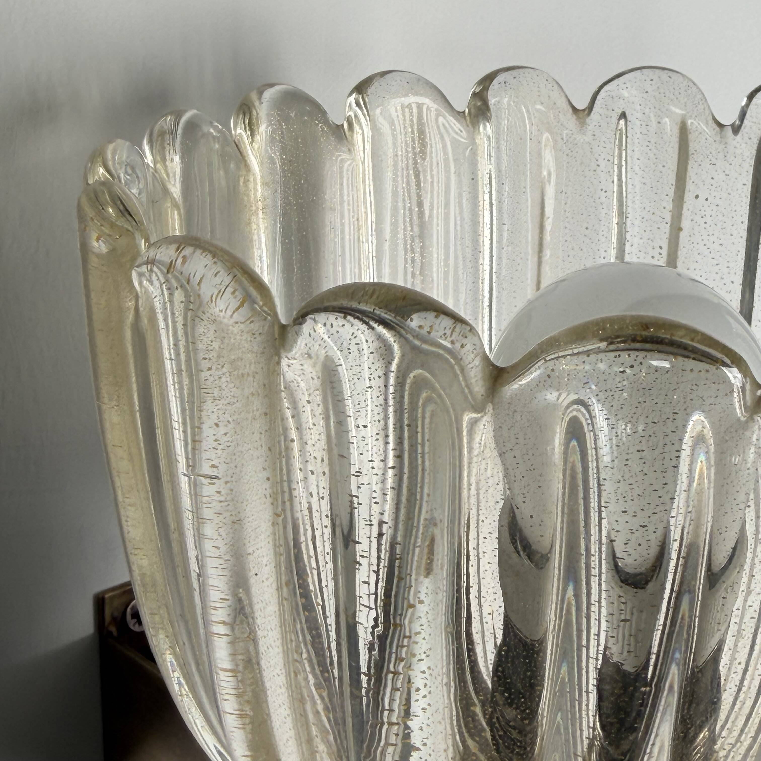 Pair of Murano glass wall sconces by E. Barovier, Italy 1940