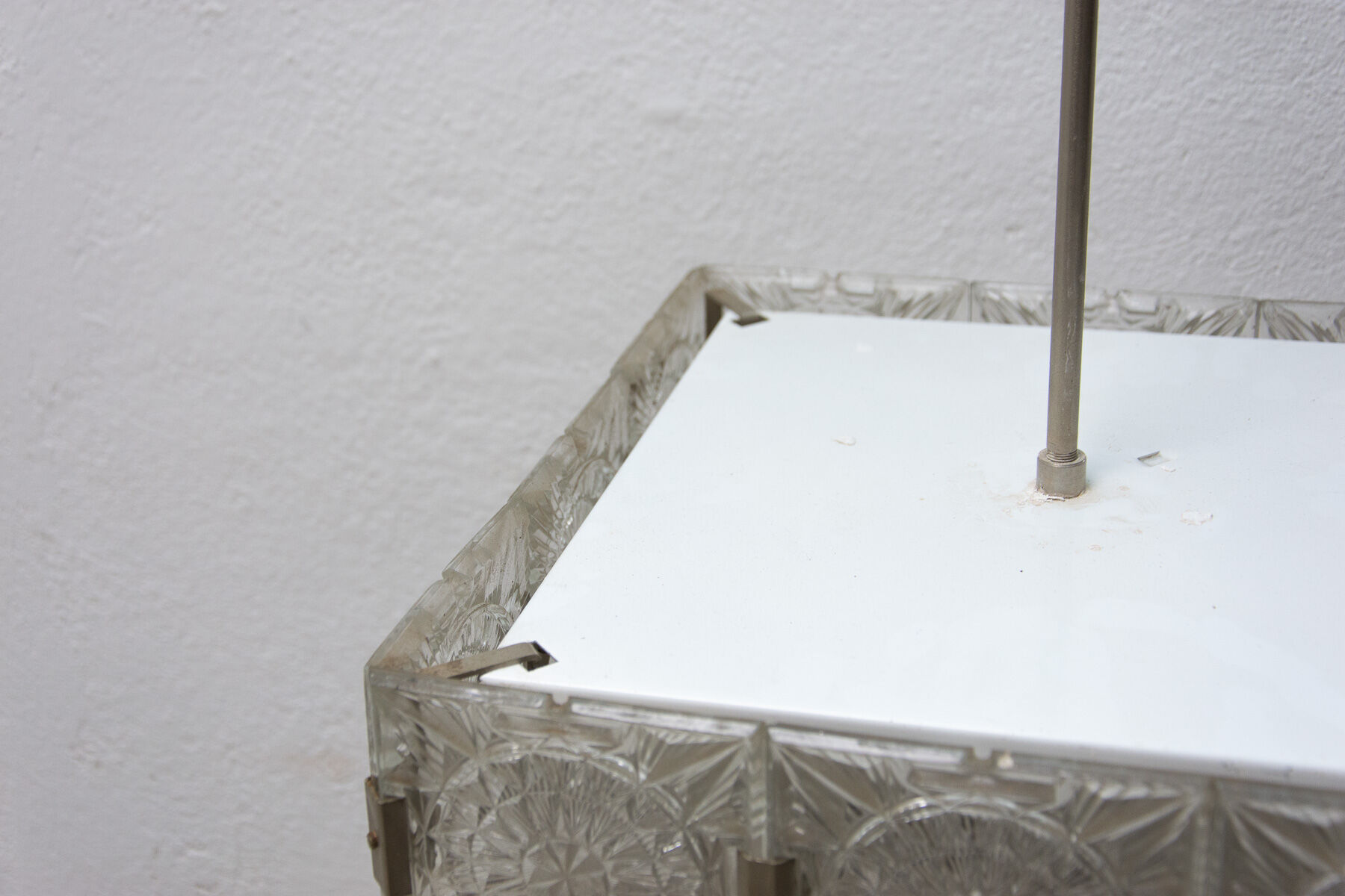 Vintage Glass and Chromed Steel Pendant Lamp by Kamenický Šenov, 1970s