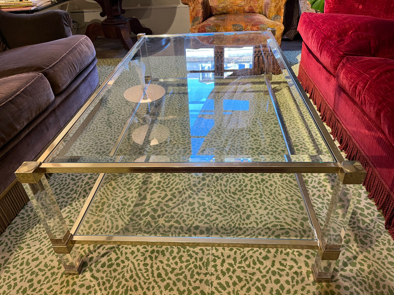 Table basse verre et plexiglas 1960