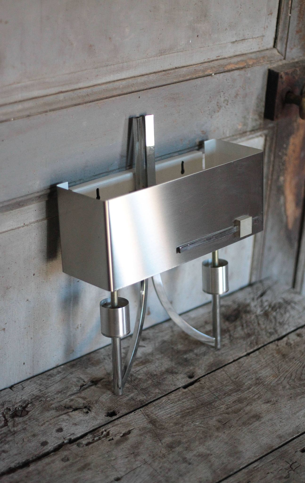 Vintage wall light, chrome steel wall light, Jean Gandelin wall light