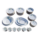 Porcelain tableware service Bareuther, 75 pieces with forget-me-not decoration.