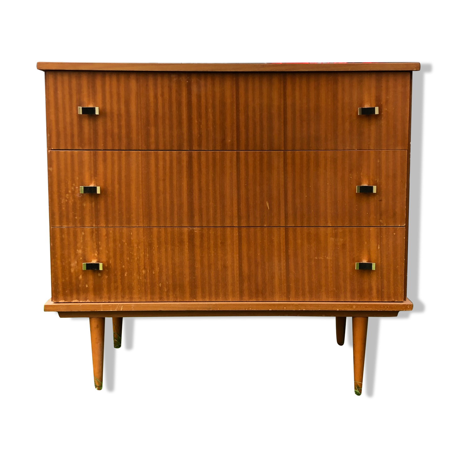 Chest of drawers feet spindle light wood 1960