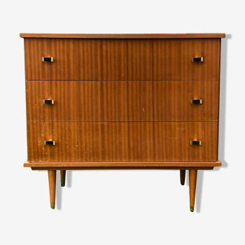 Chest of drawers feet spindle light wood 1960