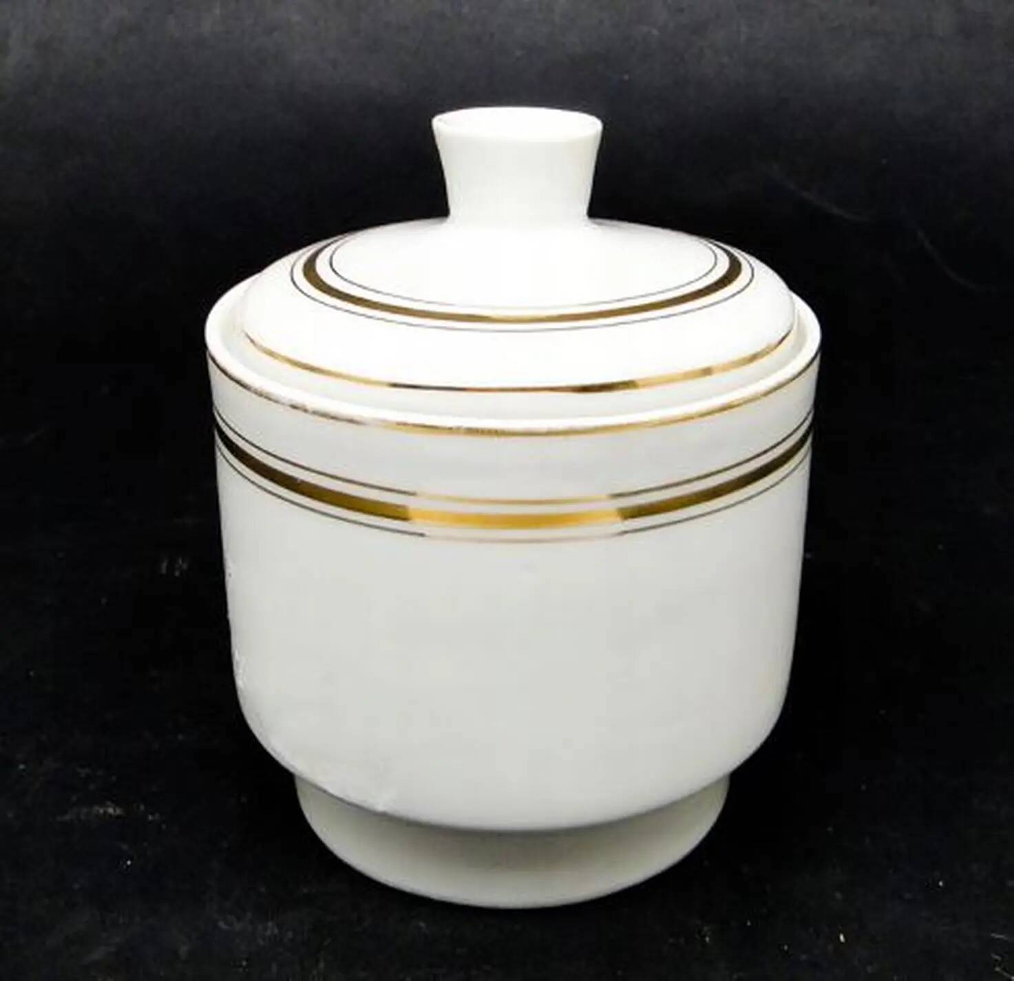 Mid-century modern sugar bowl, ivory ceramic, Ćmielów, Poland, 1960s