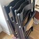 Set of 4 folding chairs in canning and black wood 60s