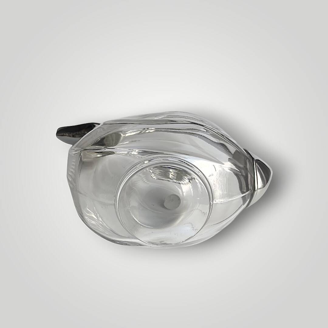 Carafe canard vintage en cristal et métal chromé