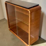 Vintage Art Deco display cabinet in mahogany with a black marble top.