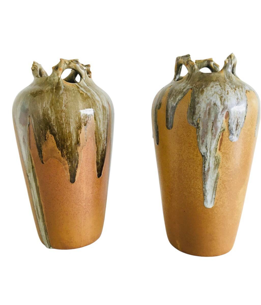 Pair of stoneware vases, Signed, 1950s/60s