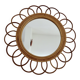 Authentic "flower" mirror in rattan and bamboo, 1960s 70s.