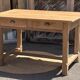 Old farmhouse table in raw solid oak with 2 drawers.