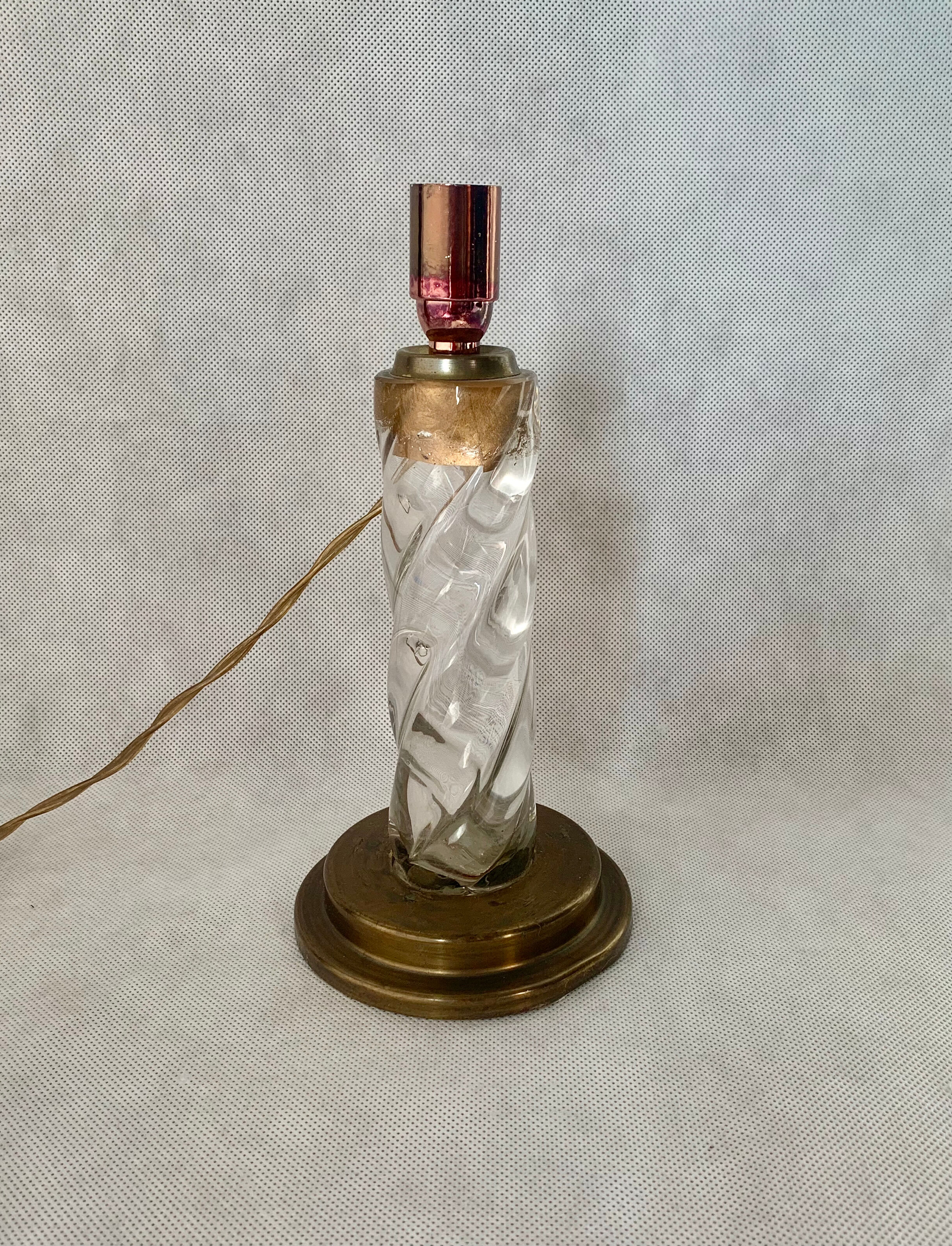 Lamp base glass and brass, 1950s