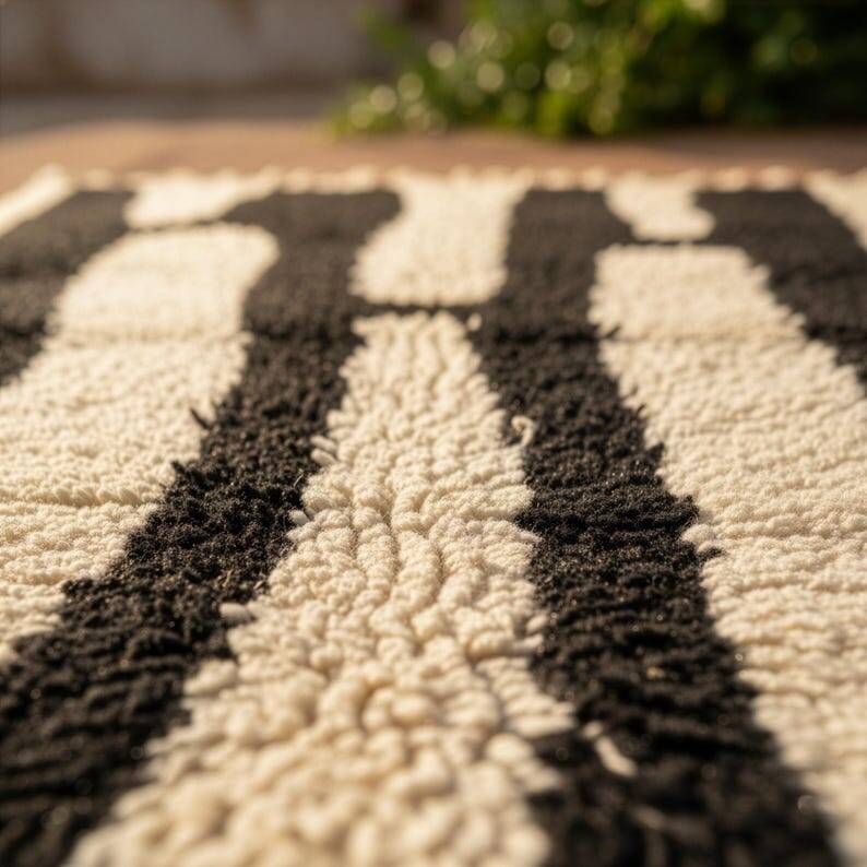 Handmade natural wool rug 250cm x 150cm