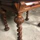 Louis XIII style table desk in oak with marble top