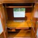 Armoire meuble tv bonnetière en merisier massif 80s