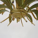 Vintage chandelier in painted metal decorated with flowers and foliage with 5 lights. 80s 90s