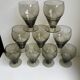 Ensemble de 9 verres à liqueur art déco en verre fumé années 30-40