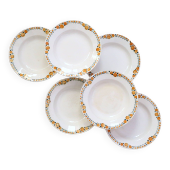 Set de 6 assiettes creuses St Amand, vintage