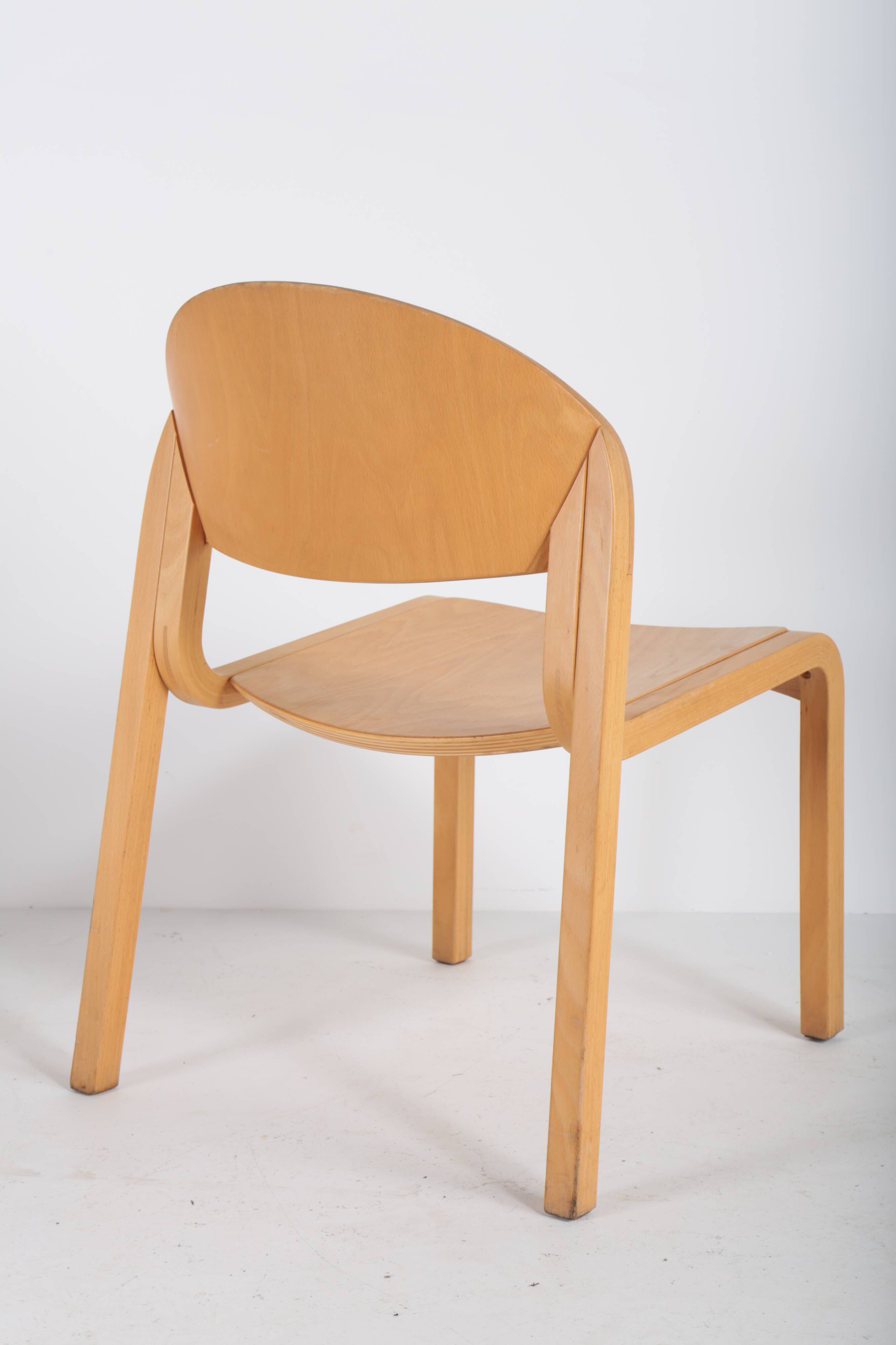 Set of 6 vintage chairs in thermoformed wood