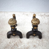 Vintage fireplace pegs, empire style cast iron and brass pegs, fireplace accessories