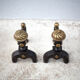 Vintage fireplace pegs, empire style cast iron and brass pegs, fireplace accessories