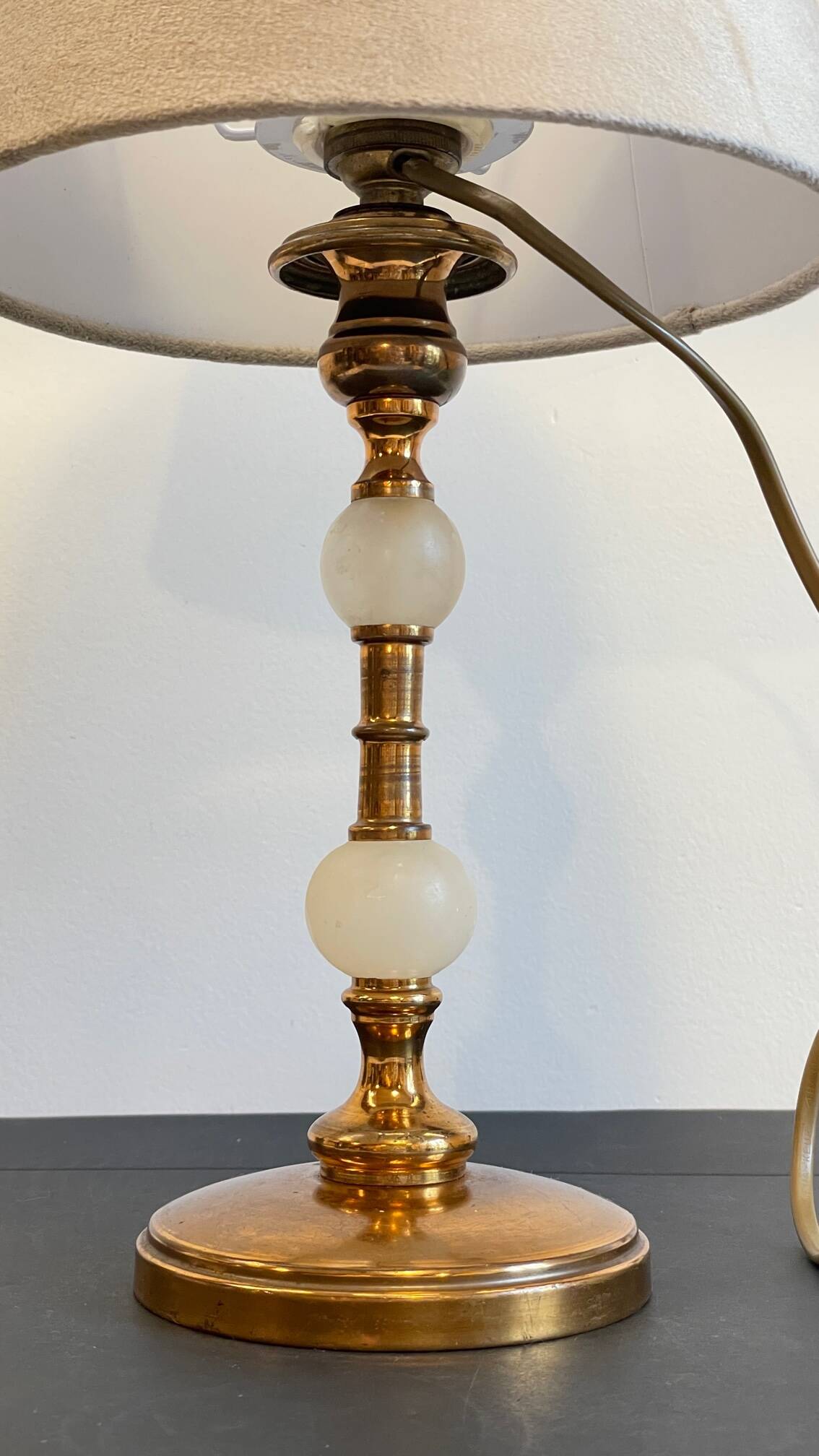 Vintage marble and velvet metal lamp