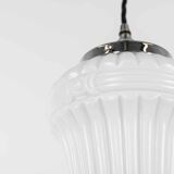 Ornate moulded art deco opaline pendant lamp