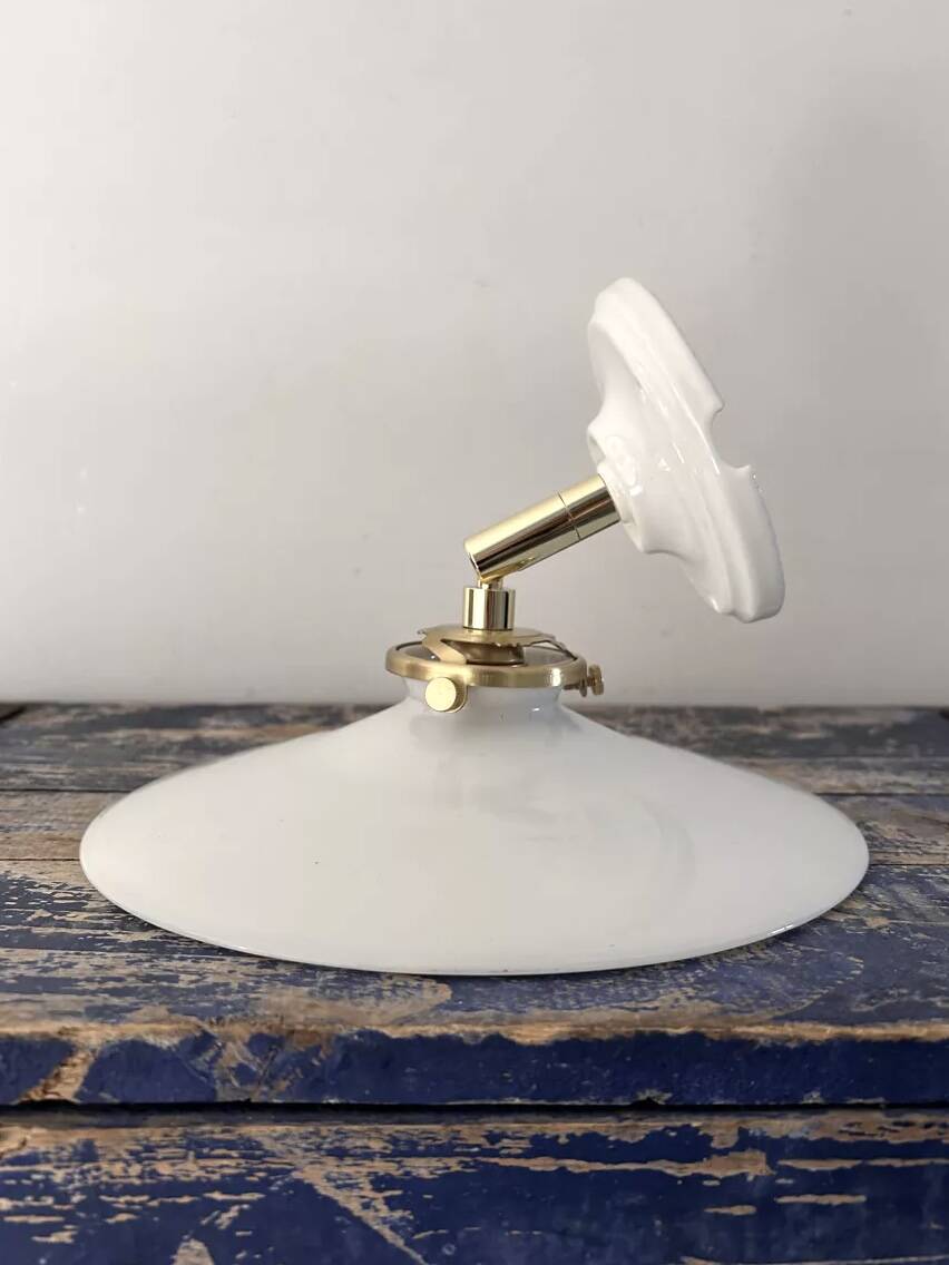 Vintage white opaline wall light