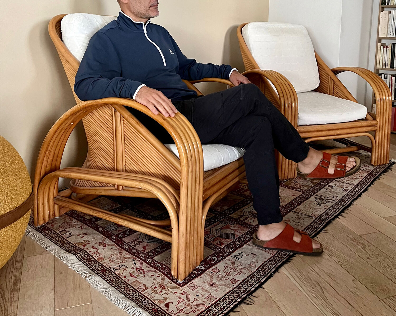 Paire de fauteuils rotin