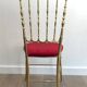 Chaise et tabouret Chiavari en laiton et velours. Vers 1940