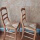 Set of 6 straw chairs in Louis Philippe style cherry wood