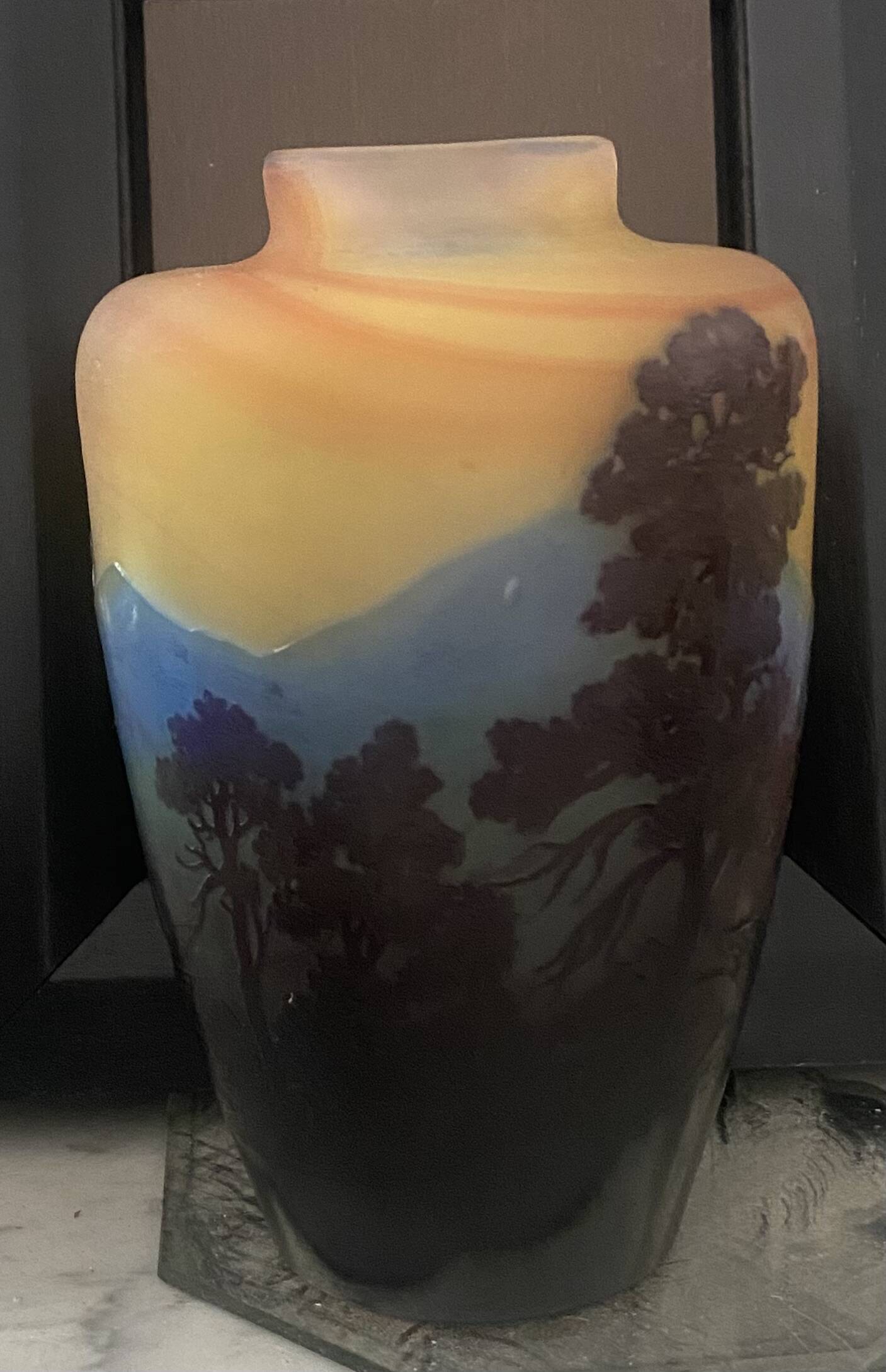 Gallé Blue Line Vase from the Vosges
