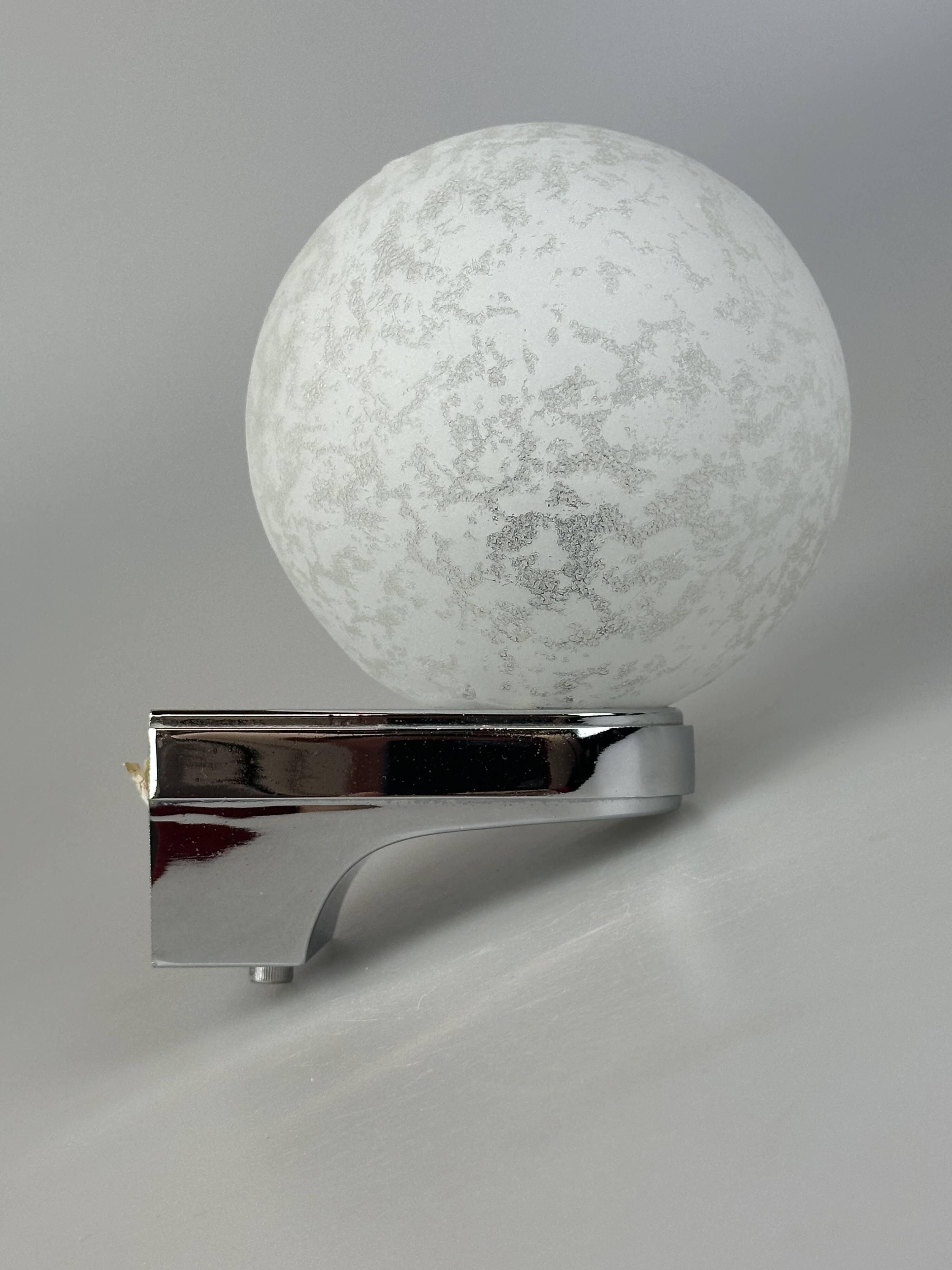 60s 70s Wall Lamp Globe Lamp Chrome & Glass German Space Age Design