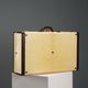 Vintage suitcase in parchment, cotton and leather, Italy, 1960s